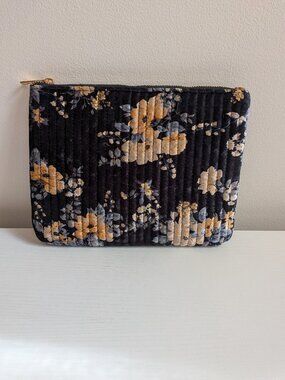 Anthropologie Quilted Velvet Flat Pouch